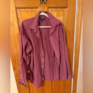 Mens Croft & Barrow Red plaid button down shirt size 18 classic fit